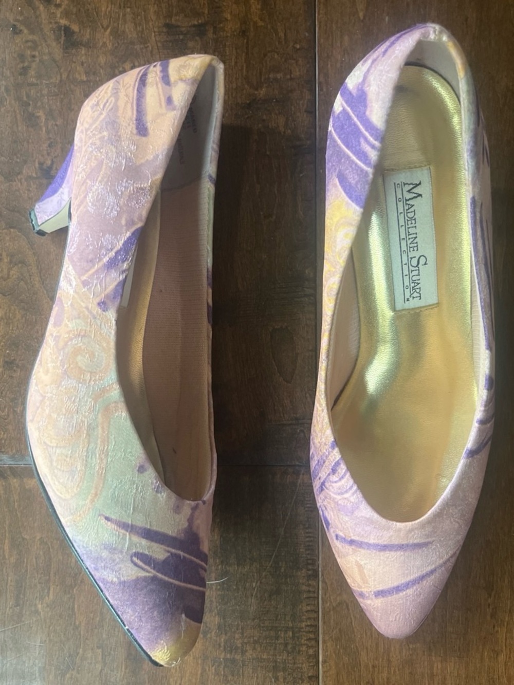 Vintage 1980s Madeline Stuart Collection pastel brocade pumps  sz 8
